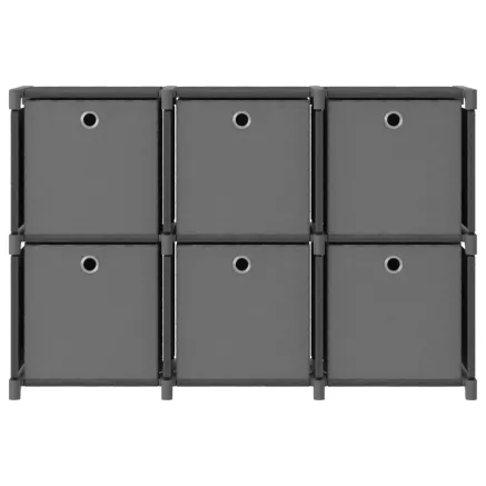 Étagère d'affichage 6 cubes et boîtes Gris 103x30x72,5 cm Tissu 2