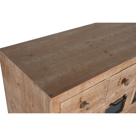 Cajonera Home ESPRIT Negro Natural Metal Abeto Cottage 110 x 40 x 92,5 2