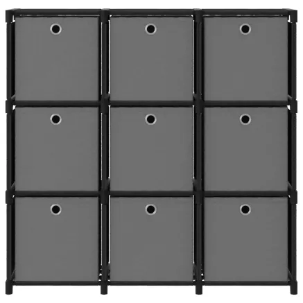 Étagère à 9 cubes avec boîtes Noir 103x30x107,5 cm Tissu 2