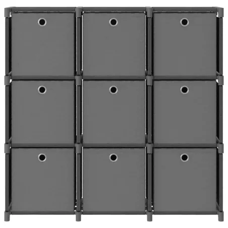 Étagère à 9 cubes avec boîtes Gris 103x30x107,5 cm Tissu