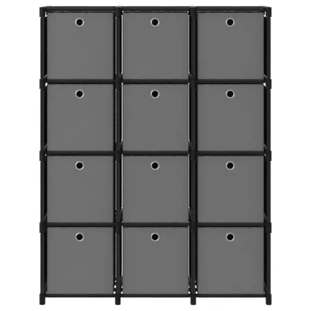 Étagère à 12 cubes avec boîtes Noir 103x30x141 cm Tissu