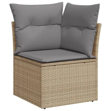 Salon de jardin avec coussins 6pcs mélange beige résine tressée