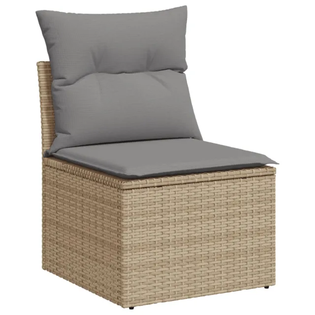 Salon de jardin avec coussins 6pcs mélange beige résine tressée
