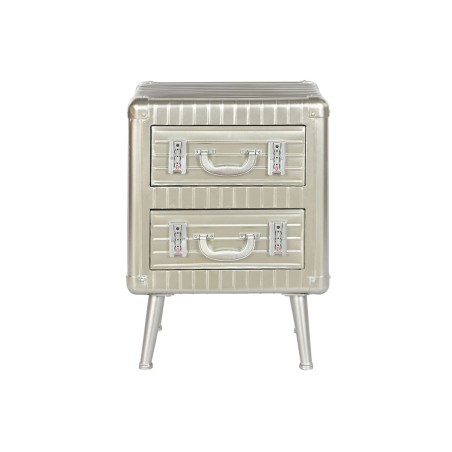 Nachtkastje Home ESPRIT Zilverkleurig Metaal Hout MDF 46 x 39 x 63 cm