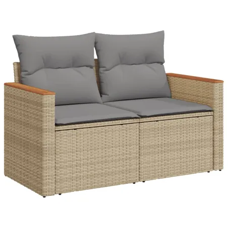 Salon de jardin avec coussins 7pcs mélange beige résine tressée