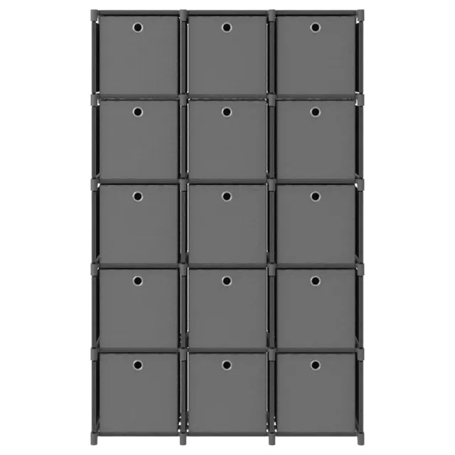 Étagère à 15 cubes avec boîtes Gris 103x30x175,5 cm Tissu