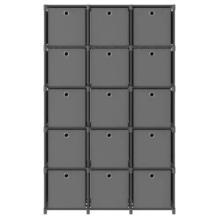 Étagère à 15 cubes avec boîtes Gris 103x30x175,5 cm Tissu