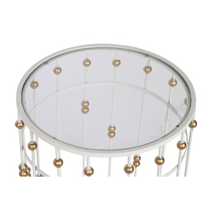 Juego de 2 mesas Home ESPRIT Blanco Dorado 42 x 42 x 55 cm 2