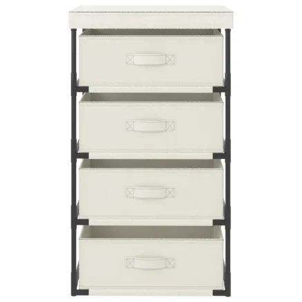 Étagère de rangement avec 4 paniers en tissu Acier Crème 2