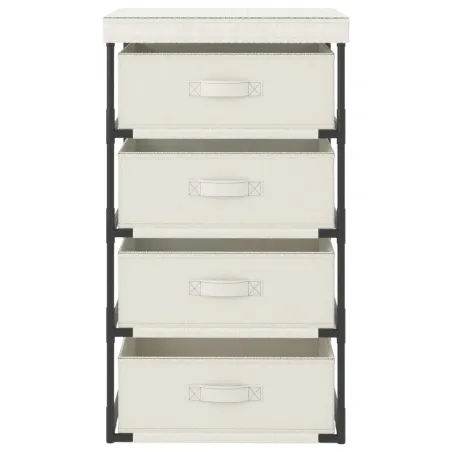 Étagère de rangement avec 4 paniers en tissu Acier Crème