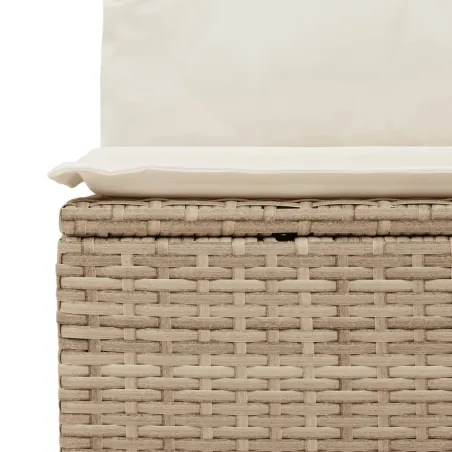 Salon de jardin avec coussins 8 pcs beige résine tressée
