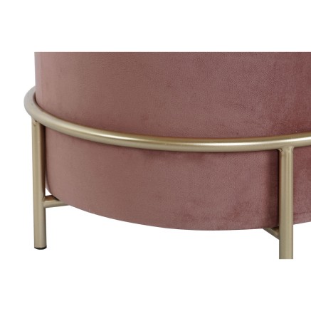 Poggiapiedi DKD Home Decor Rosa Dorato Metallo Velluto 48 x 48 x 47 cm 2