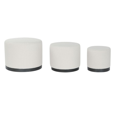 Poggiapiedi DKD Home Decor Bianco Nero Poliestere Legno MDF Scandi 60