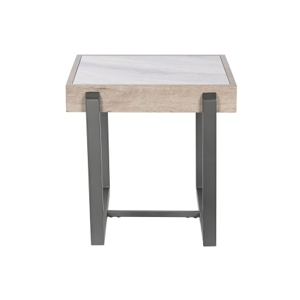 Mesa auxiliar Home ESPRIT Blanco Gris Natural Metal 50 x 50 x 50 cm 2