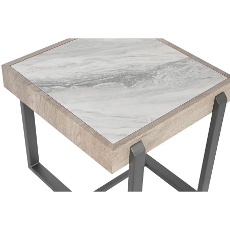 Tavolo aggiuntivo Home ESPRIT Bianco Grigio Naturale Metallo 50 x 50 x