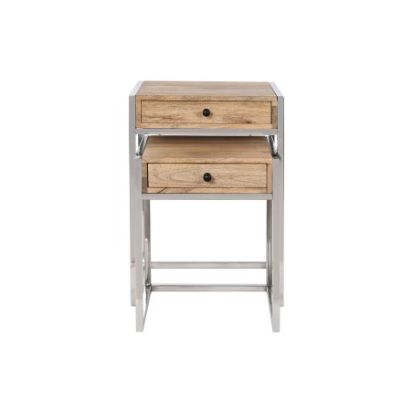 Satz mit 2 Tischen Home ESPRIT Braun Silberfarben natürlich Stahl Man