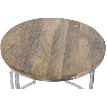 Set of 3 tables Home ESPRIT Brown Silver Natural Steel Mango wood 49,5