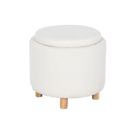 Kruk Home ESPRIT Wit Polyester Rubberwood Hout MDF 48 x 48 x 43 cm