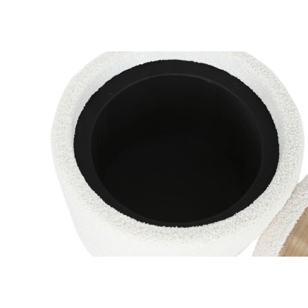 Banqueta Home ESPRIT Blanco Poliéster Madera de caucho Madera MDF 48 2