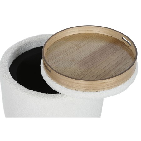 Kruk Home ESPRIT Wit Polyester Rubberwood Hout MDF 48 x 48 x 43 cm