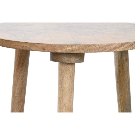 Table d'appoint Home ESPRIT Blanc Marron Clair Bois de manguier 40 x 4 2