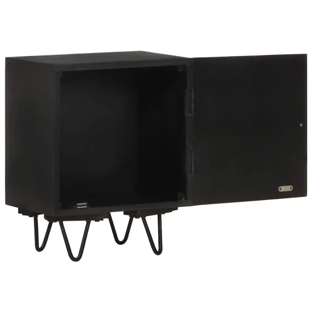 Table de chevet avec front en laiton 40x30x50cm Manguier massif