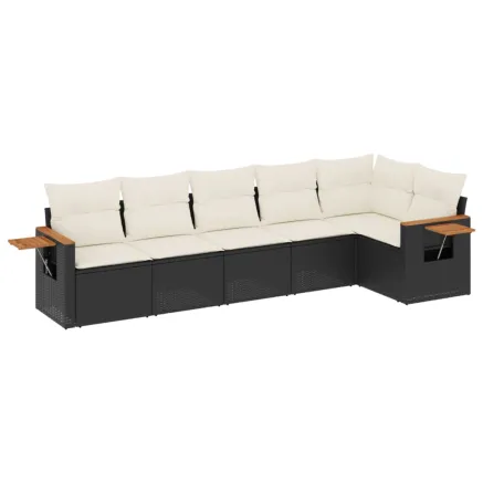 Salon de jardin 6 pcs avec coussins noir résine tressée 2