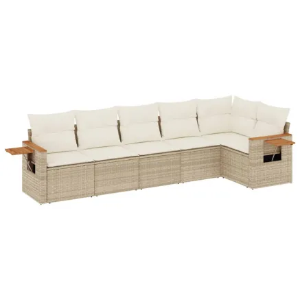 Salon de jardin avec coussins 6 pcs beige résine tressée 2