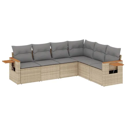 Salon de jardin avec coussins 6 pcs beige résine tressée 2