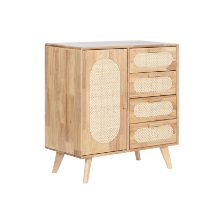 Aparador Home ESPRIT Natural Metal Ratán Madera de caucho 73,5 x 35 x