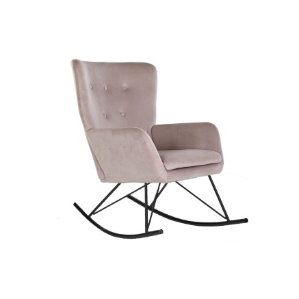 Fauteuil à Bascule Home ESPRIT Noir Rose Polyester Métal 68 x 90 x 9