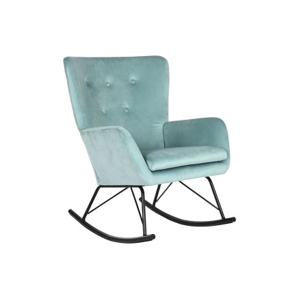 Schommelstoel Home ESPRIT Zwart Hemelsblauw Polyester Metaal 68 x 90 x