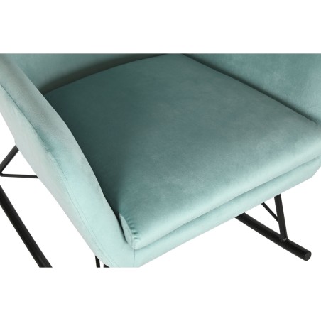 Schommelstoel Home ESPRIT Zwart Hemelsblauw Polyester Metaal 68 x 90 x