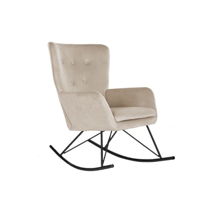 Fauteuil à Bascule Home ESPRIT Noir Beige Polyester Métal 68 x 90 x