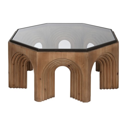 Table Basse Home ESPRIT Verre Bois d'épicéa 99 x 99 x 46 cm 2