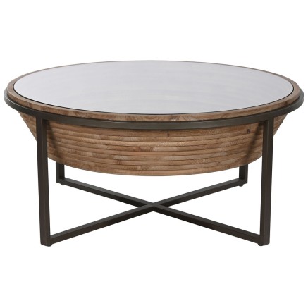 Centre Table Home ESPRIT Crystal Fir wood 102 x 102 x 46 cm 2