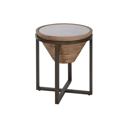 Bijzettafel Home ESPRIT Zwart Natuurlijk Kristal Spar 46 x 46 x 55,5 c