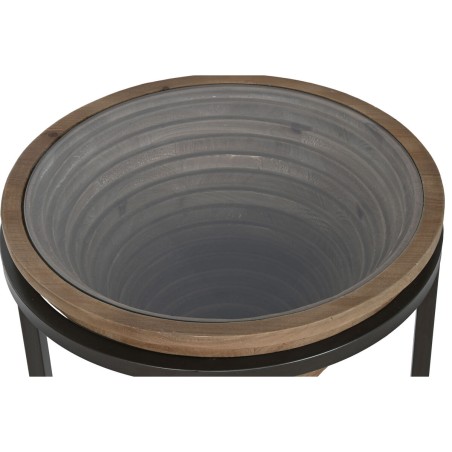 Bijzettafel Home ESPRIT Zwart Natuurlijk Kristal Spar 46 x 46 x 55,5 c