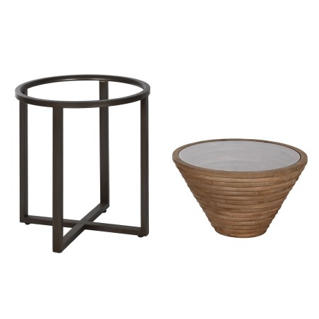 Tavolo aggiuntivo Home ESPRIT Nero Naturale Cristallo Abete 46 x 46 x