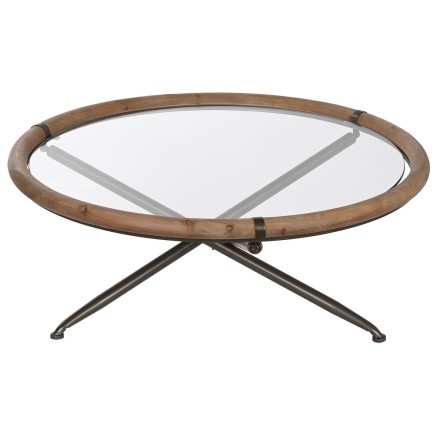 Mesa de Centro Home ESPRIT Cristal Madera de abeto 100 x 100 x 40 cm 2