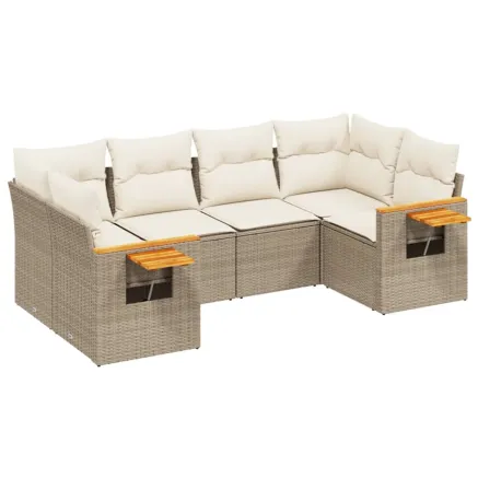 Salon de jardin avec coussins 6 pcs beige résine tressée 2