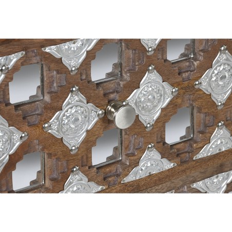 Ladenkast Home ESPRIT Bruin Zwart Zilverkleurig Mangohout Spiegel Indi