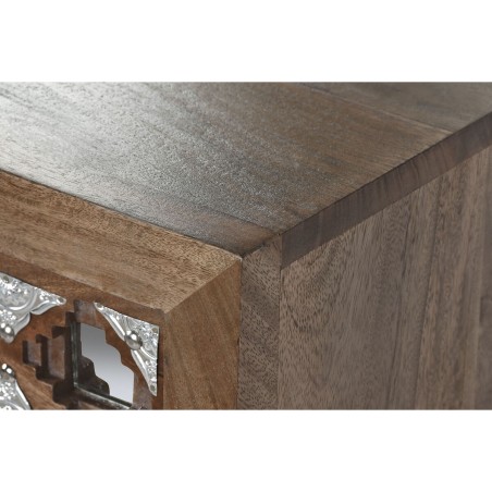 Ladenkast Home ESPRIT Bruin Zwart Zilverkleurig Mangohout Spiegel Indi