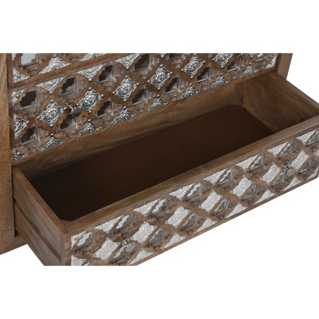 Ladenkast Home ESPRIT Bruin Zwart Zilverkleurig Mangohout Spiegel Indi