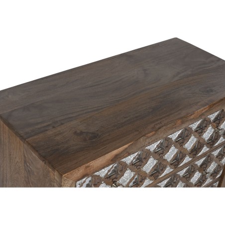 Cómoda Home ESPRIT Marrón Negro Plateado Madera de mango Espejo Indi