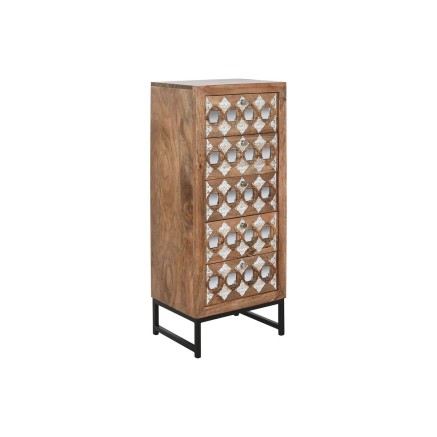 Schubladenschrank Home ESPRIT Braun Schwarz Silberfarben Mango-Holz Sp