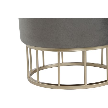 Footrest DKD Home Decor Golden Dark grey Polyester Metal 38 x 38 x 41