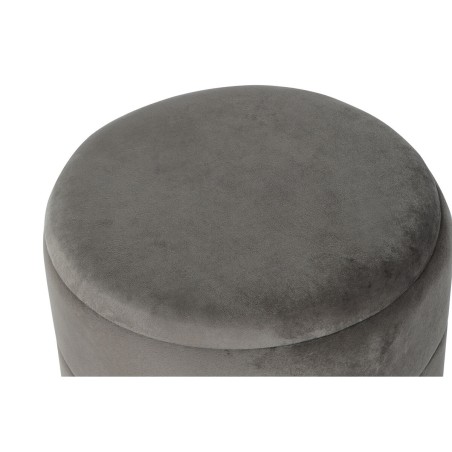 Footrest DKD Home Decor Golden Dark grey Polyester Metal 38 x 38 x 41