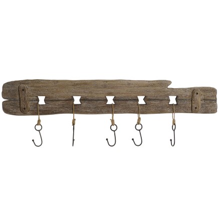Perchero de Pared Home ESPRIT Natural Metal Madera de Paulonia 99 x 3