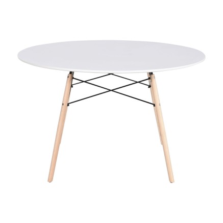 Mesa de Comedor Home ESPRIT Blanco Negro Natural Abedul Madera MDF 120